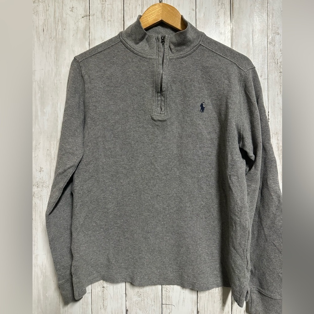 Polo Ralph Lauren Gray Waffle Knit 1/4 Pullover Size XL 18/20